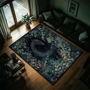 Dragon Rug – Mystical Fantasy Area Rug, Gothic Decor, Dark Academia Carpet, Maximalist Rug, Unique Gift Idea, Medieval Rug