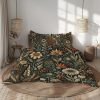 Lavender Floral Cotton Duvet Cover, French Retro Floral Ruffle Bedding Set, Purple Flowers Dorm Duvet Cover Set,Twin Full Queen King Bedding