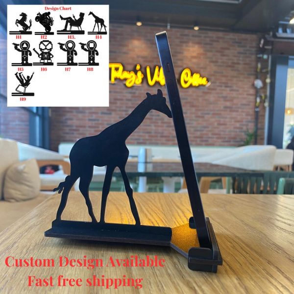 Mobile Phone Holder Wooden Acrylic Custom Cell Holder Desk Motorcycle Animal Figure Phone Stand Business Man Gifts Funny Office Decor