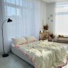 Amber Yellow Cotton Quilt, Indian Hand Block Printed Quilt Bedspread, Floral Printed Queen Comforter, Soft Summer Blanket, All Season Quilt