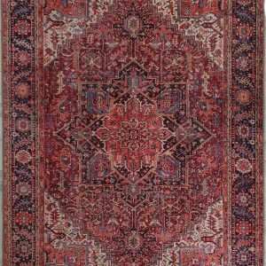 Ethnic Print Red And Blue Turkish Kilim|Oushak Rugs|Farmhouse Carpet|Washable Living Room Rug|Ottoman Court Carpet|Traditional Home Decor