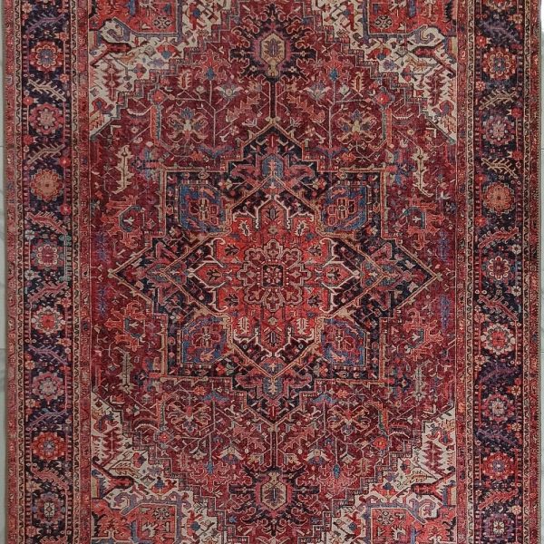 Ethnic Print Red And Blue Turkish Kilim|Oushak Rugs|Farmhouse Carpet|Washable Living Room Rug|Ottoman Court Carpet|Traditional Home Decor