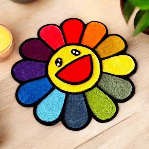 Custom Murakami Flower and Kaws Anime Rug | Personalized Handmade Tufted Carpet