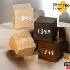 Wooden Digital LED Alarm Clock – Temp, Sound Control | USB-Powered Modern Desk Clock | Adjustable Brightness, 3 Designs | Home & Office Gift
