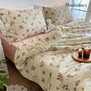 French Vintage Floral Bedding Set, Boho Chic 100% Cotton Duvet Cover, Retro Country Style Duvet Cover Set, Twin Full Queen King Bedding Set