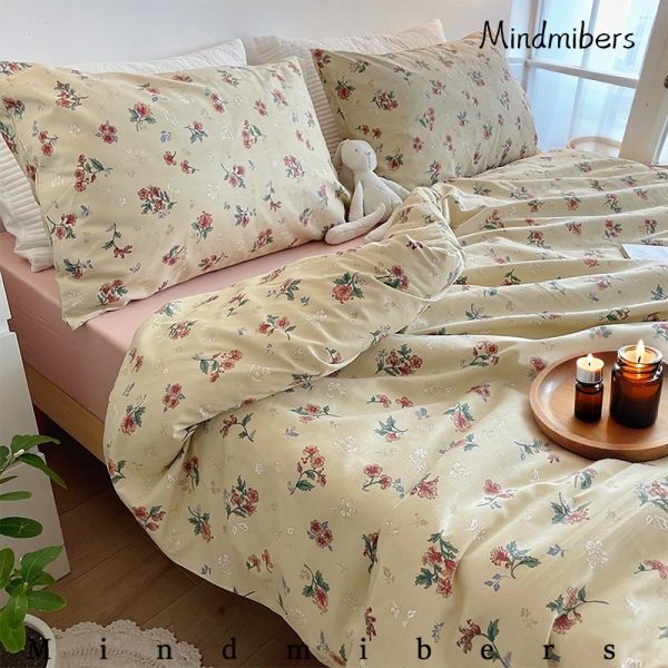 French Vintage Floral Bedding Set, Boho Chic 100% Cotton Duvet Cover, Retro Country Style Duvet Cover Set, Twin Full Queen King Bedding Set