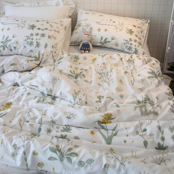French Floral Cotton Duvet Cover Set, Vintage Flower Princess Bedding Set, French Country Style Duvet Cover Set, Full Queen Bedding Set