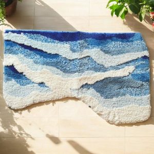 Ocean Waves Tufted Rug – Coastal Bedroom and Living Room Decor