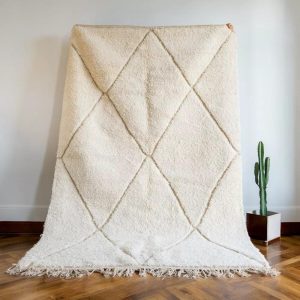 Luxurious Handwoven Wool Moroccan Rug – Soft Ivory Texture for Home Decor, Handmade Rug, White Pink Rug, Moroccan Carpet, Beni Ourain Rug