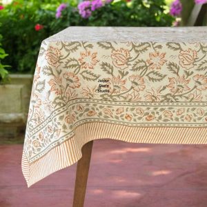 Indian Block Print Tablecloth, Cotton Floral Vintage French Dining Yellow Table Cover, Kitchen Housewarming, Wedding gifts Easter Sale