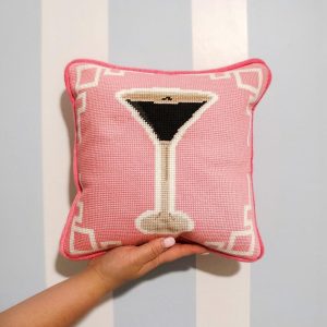 Espresso Martini Needlepoint Pillow