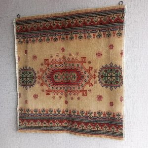 Large Wall Hanging Vintage Overdyed Rug, Ethnic Tapestry, Boho Turkish Rustic Hallway Decor Art, Abstract Unique Carpet WH-34″x30″