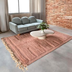 Terracotta Moroccan Rug – Soft Wool Berber Carpet – Handmade Textured Design – Modern Earthy Boho Decor – Custom Rugs – Wool Rugs