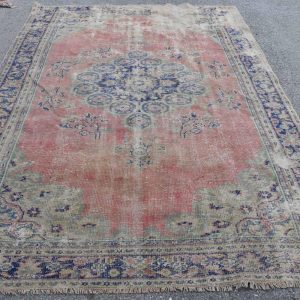 Vintage Turkish Rug, Large Antique Carpet, 7x9ft Red Carpet, Outdoor Rug, Oversize Rugs, Decorative Bedroom Rug