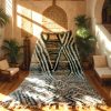 Large Moroccan Beni Ourain Rug – Teal Geometric Berber Wool Carpet – Handwoven Tribal Rug for Boho, Eclectic or Desert Interiors – Wool rug