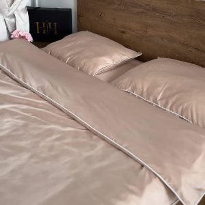 Bedding Set Luxury Pastel Natural Cotton Satin, Pastel Bed Set, Bedroom Decor Gift for Her, Sateen Sheet & Duvet Cover for Housewarming