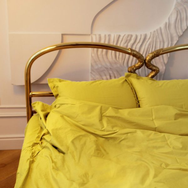 Organic Cotton Bedding Set –Yellow Luxury King Bedding Set, 2 Pillowcases, Fitted Sheet or Flat Sheet. Custom Size, Duvet cover king