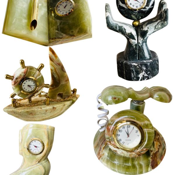 Luxury Handcrafted Onyx Stone Desk Clock