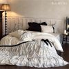 Lavender Floral Cotton Duvet Cover, French Retro Floral Ruffle Bedding Set, Purple Flowers Dorm Duvet Cover Set,Twin Full Queen King Bedding