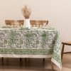 Floral round linen tablecloth. Linen tablecloth with flowers. Heavy linen tablecloth.