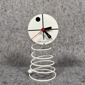 Vintage Rare 80s Post Modern White Time Square Desk Clock