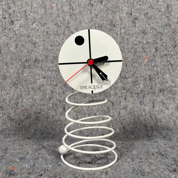 Vintage Rare 80s Post Modern White Time Square Desk Clock